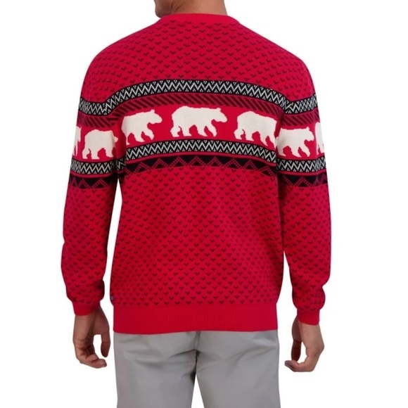 Chaps EUC Sweater Mens XX-Large Red Fair Isle Polar Bears Crew Neck Pullover - Picture 4 of 13